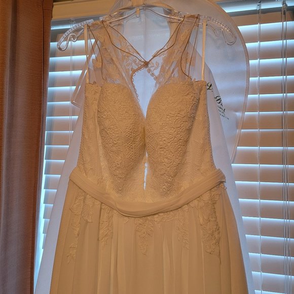 Lillian West Wedding Romper with Sheer Overlay Style 66033 - Picture 7 of 14